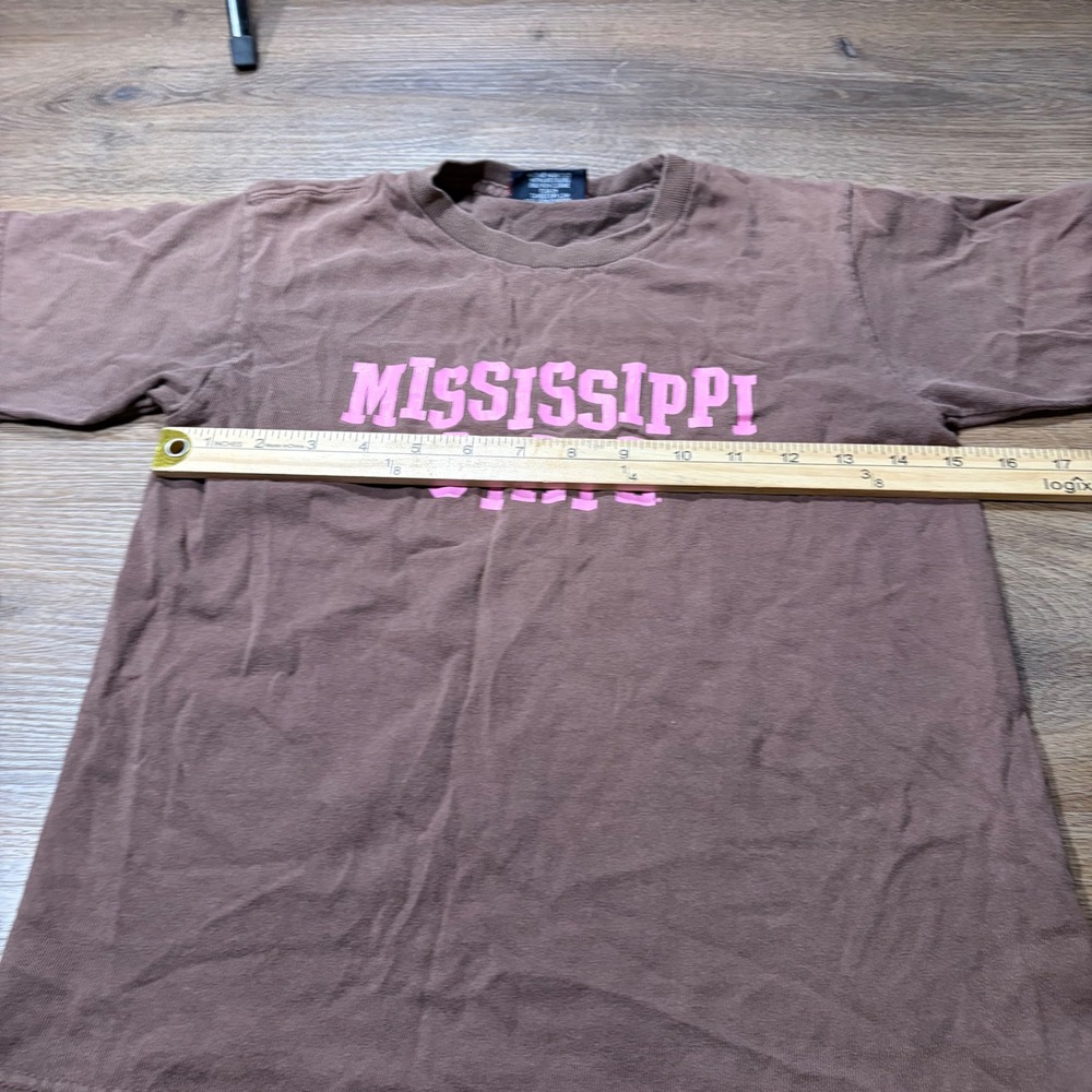 Y2K Baby Tee Mississippi State Bulldogs T-Shirt Brown Pink Graphic Tee Medium - Picture 4 of 5